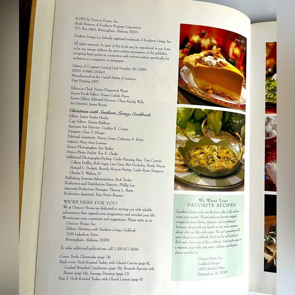 Southern Living Christmas Cookbook 1997 Vintage Holiday Recipes Hardcover